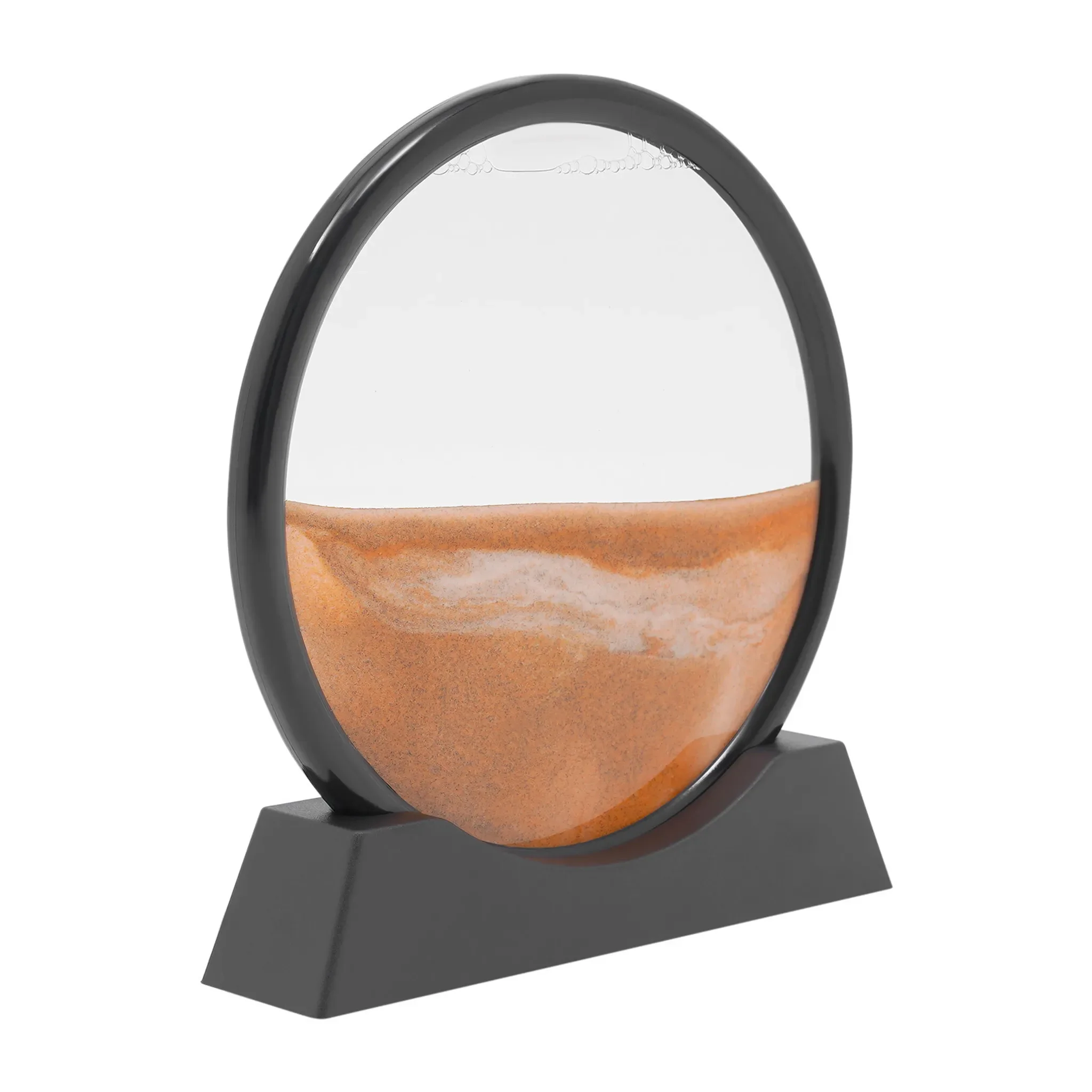 Sandkunstbild Runde 3D Deko – Gelbes Sandbild für Wohnzimmer & Büro