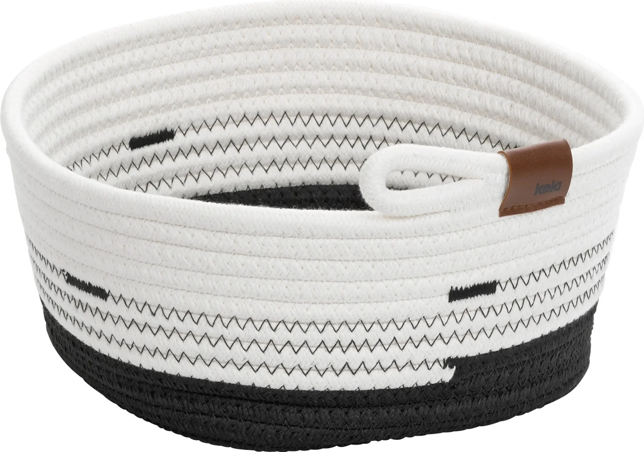 KELA Aufbewahrungskorb Hedda – 25 x 20 cm, Weiß/Schwarz