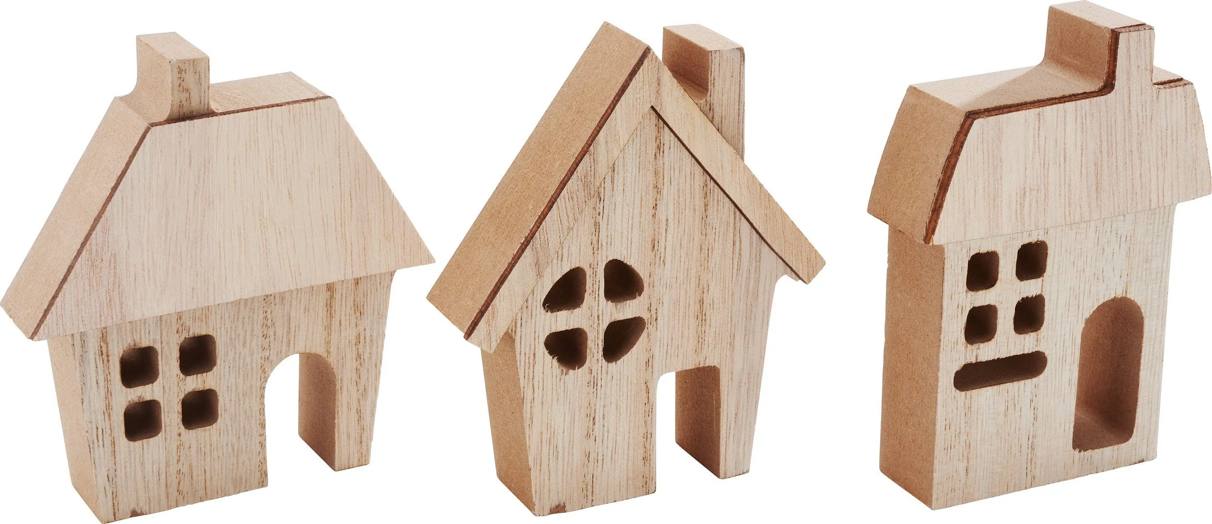 Häuser-Silhouetten „Mini“ – Dekoobjekte aus MDF, 3er-Set