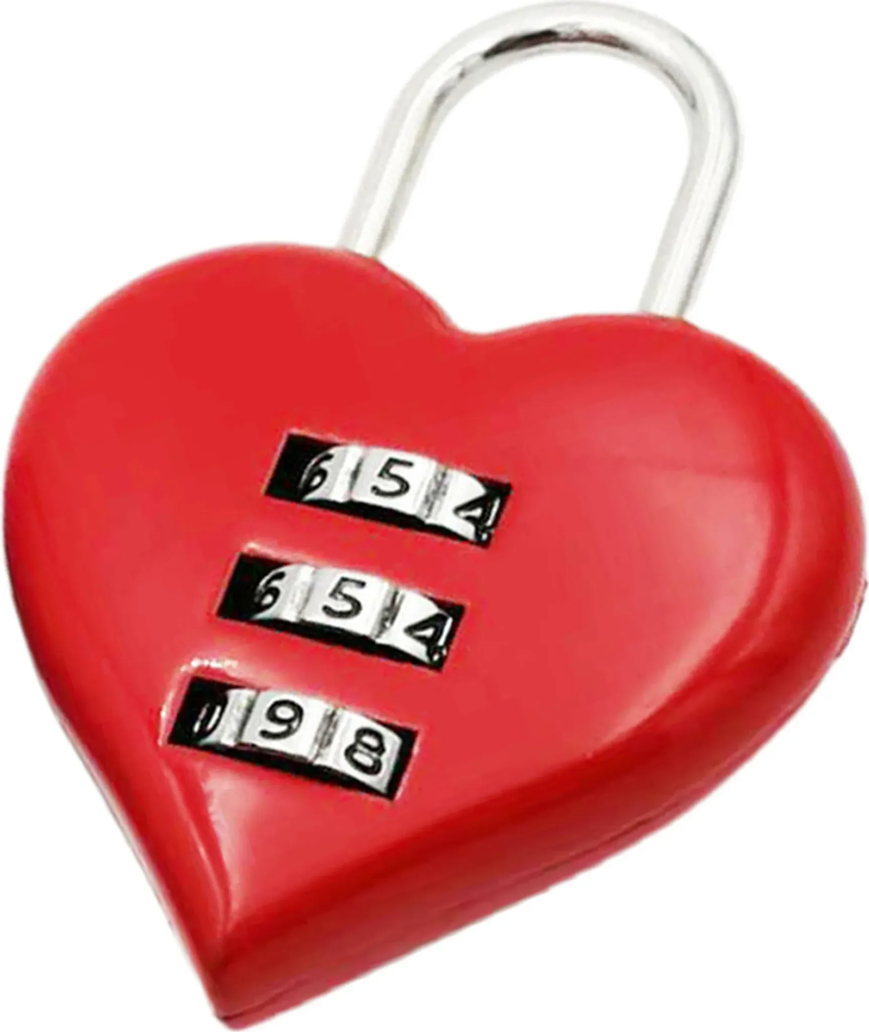 Herzförmiges Code-Vorhängeschloss – 3-stellige Kombination, Zinklegierung, Rot