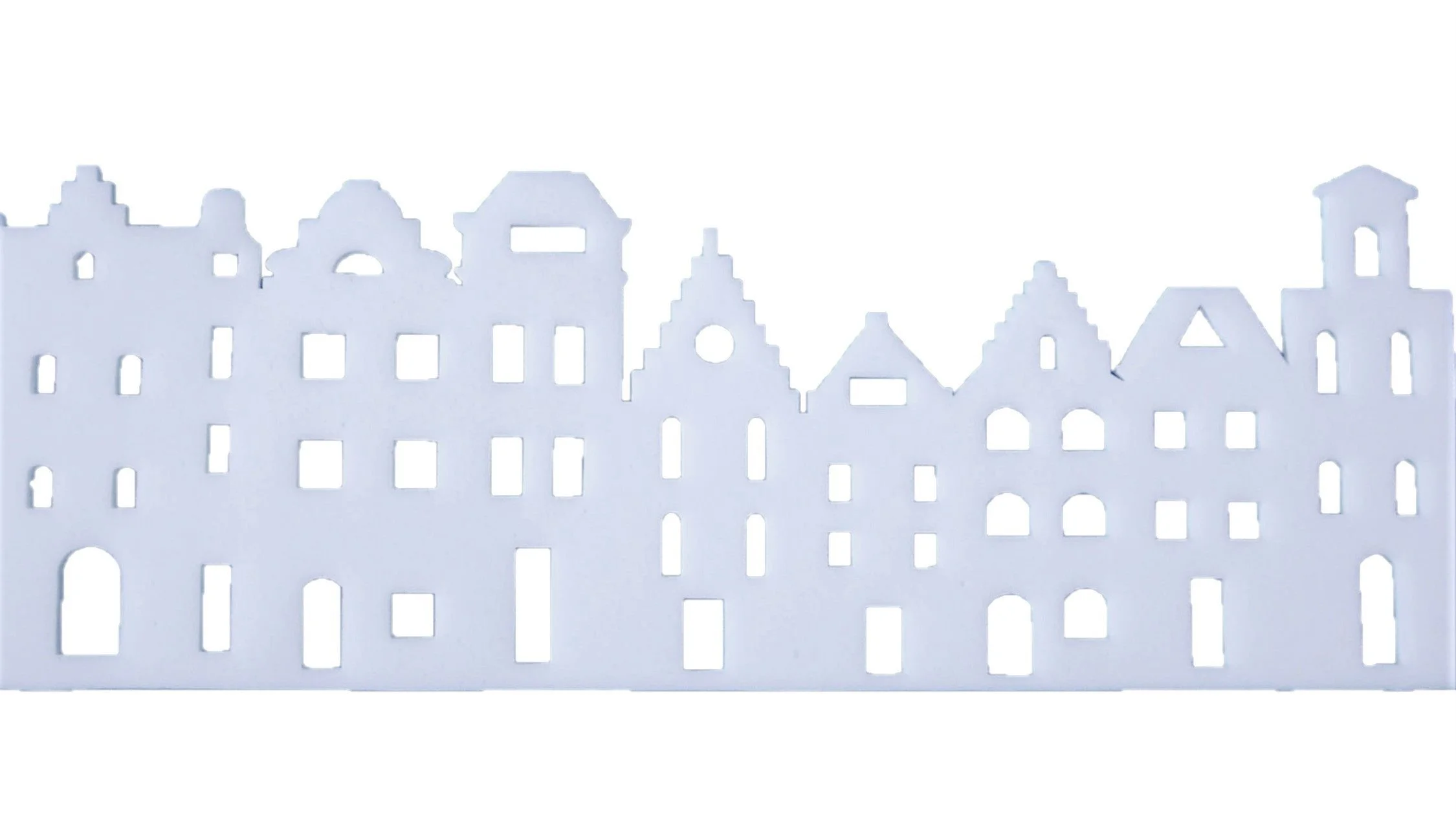 Fensterdekoration Häuserzeile – Winterdeko aus Schneewatte, 55 × 25 cm