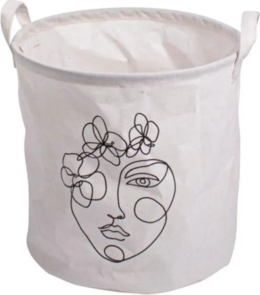 Aufbewahrungskorb „GUSTA“ mit Print – 30 × 30 cm, Weiß