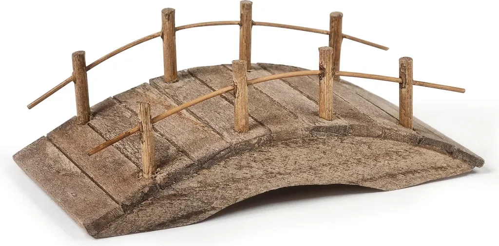 Miniatur-Holzbrücke – 9 × 4,8 × 3 cm, für Modellbau & Dioramen