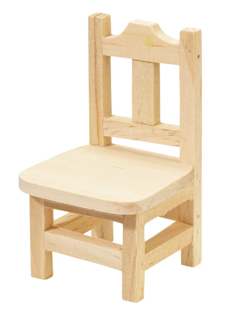 Miniatur-Holzstuhl – 9 cm Höhe, naturbelassen, für Modellbau & Feengärten
