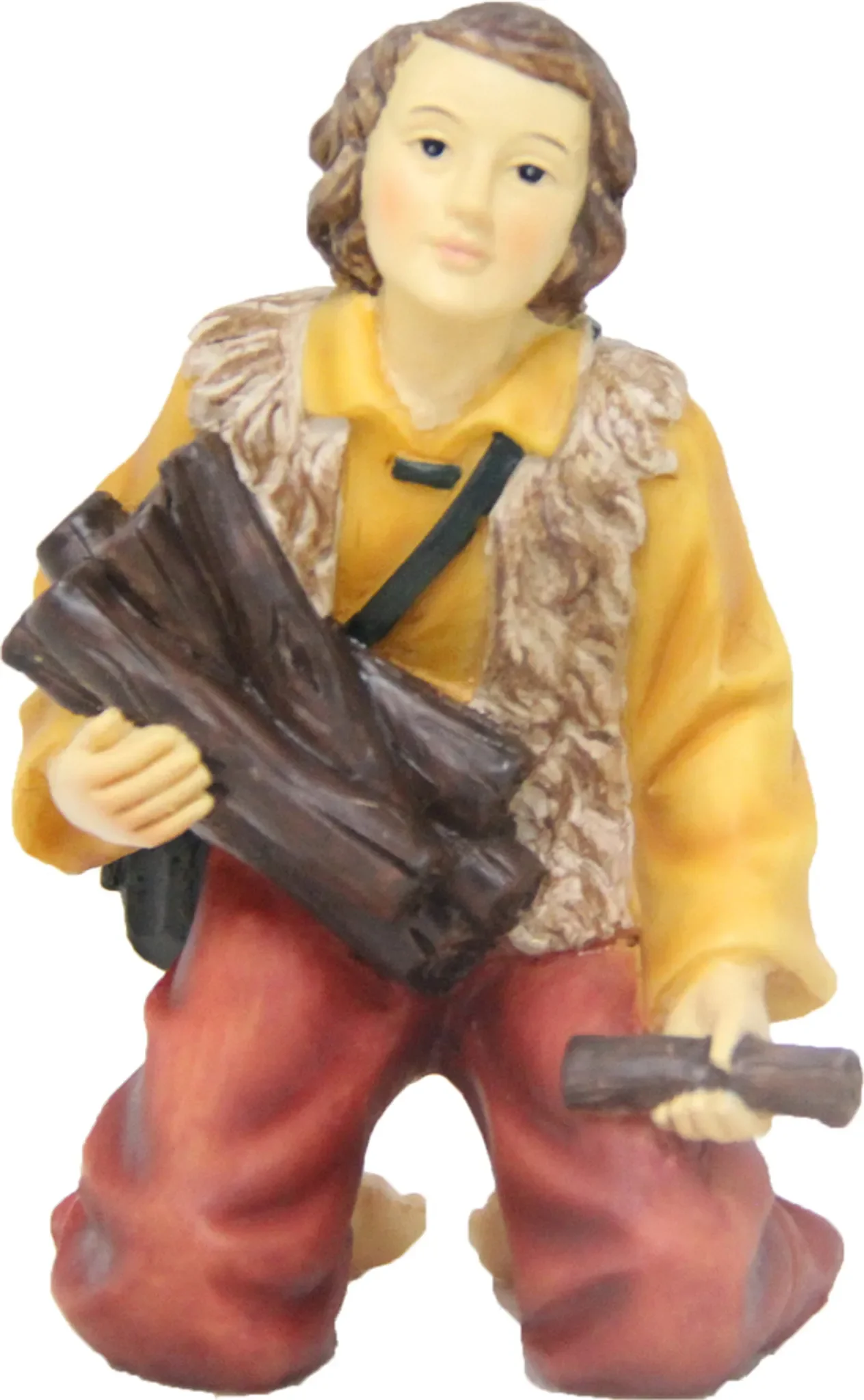 Krippenfigur „Hirte mit Holz“ – handbemalt, 9 cm, detailreich