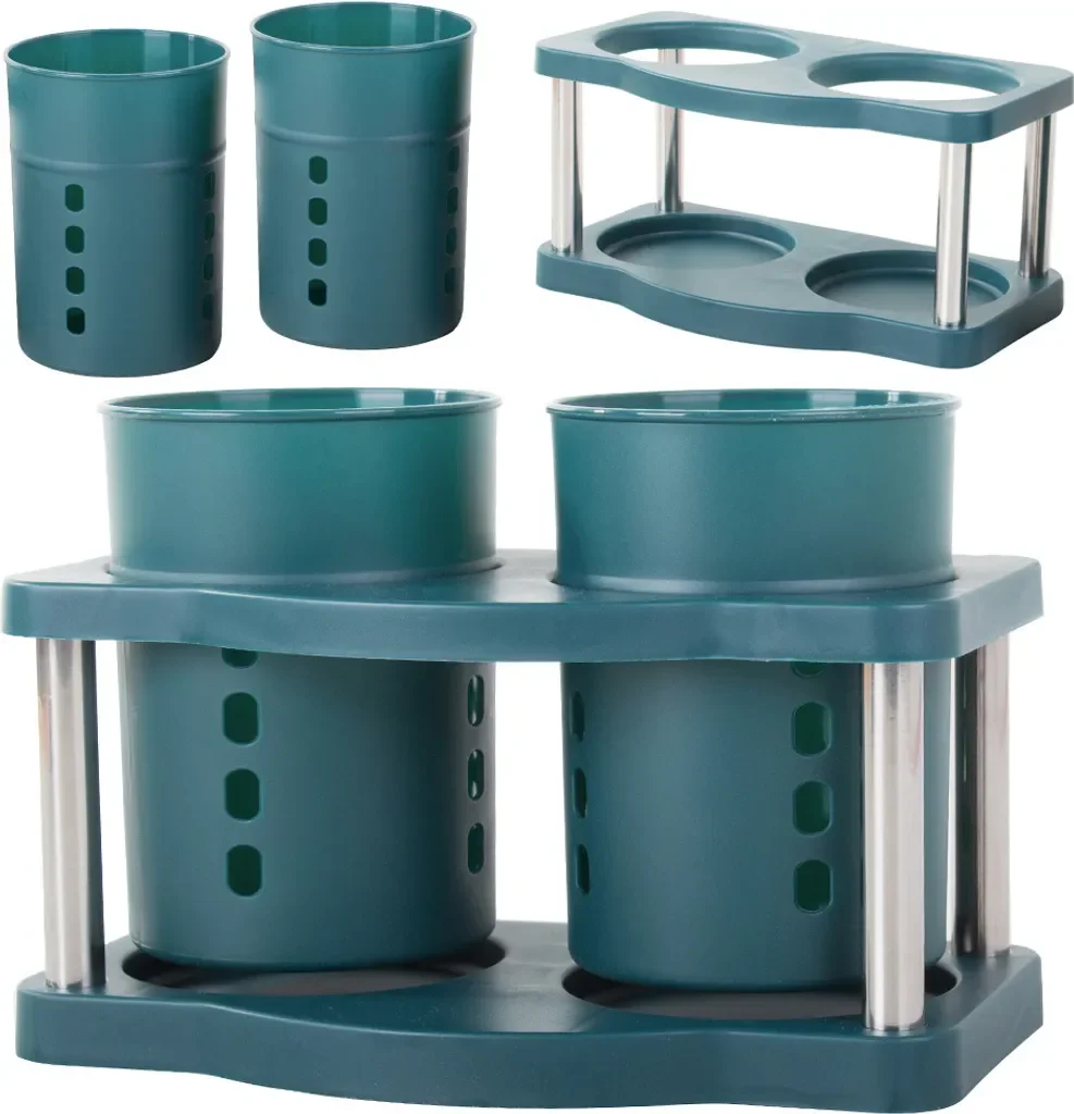 Besteckabtropfgestell – Grün, 19 × 14 cm